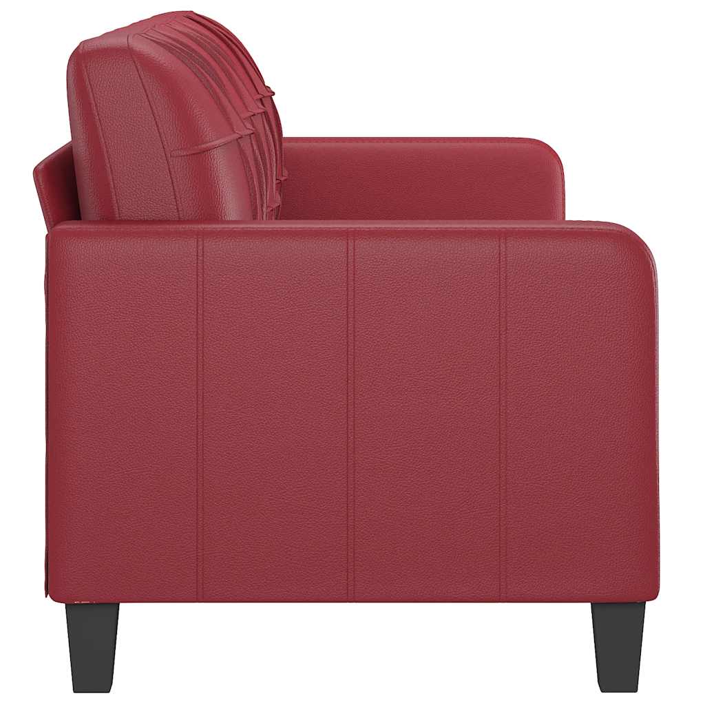 3 Seater Sofa Burgundy 180 cm Faux Leather