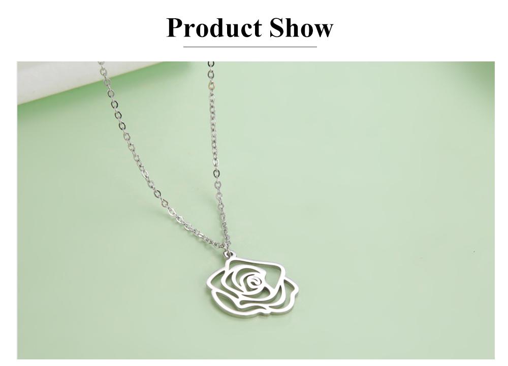 Cazador Rose Flower Pendant Necklaces Stainless Steel Jewelry Choker Necklaces Wedding Mother's Day Gift for Women Lover New