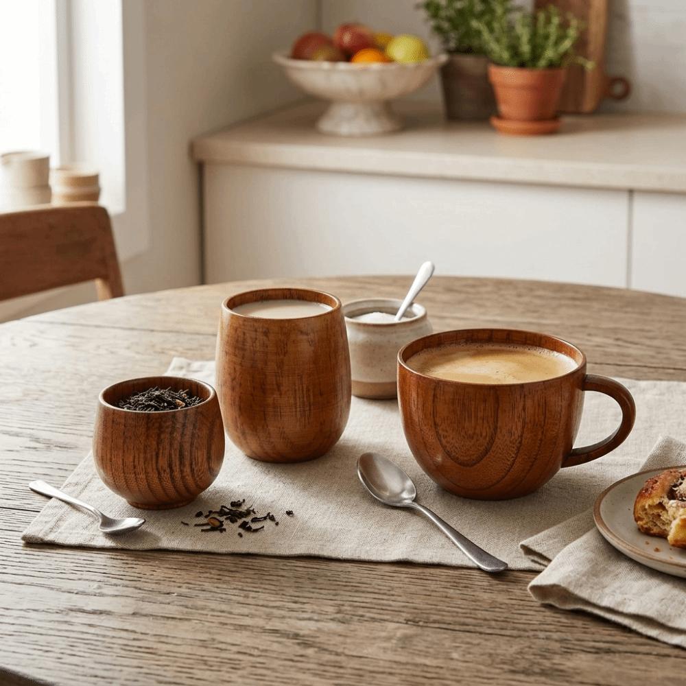 Wood Coffee Cup With Handhold Beer Glass Light Weight Wooden Mug  Daily Drinking No Handle-S