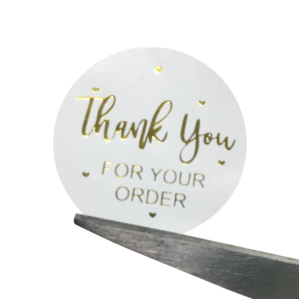 50-500Pcs Labels 1Inch Clear Gold Foil Thank You Stickers For Wedding Pretty Gift Cards Envelope Sealing Label Stickers