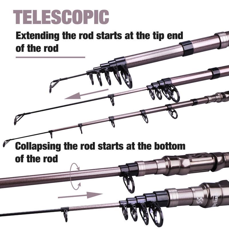 Sougayilang Fishing Rod Carbon Fibber  Metal Telescopic River Lakes Fishing Equipment Practical Tool