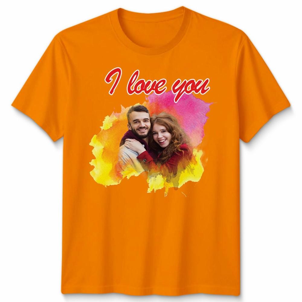 Custom Photo Personalised I Love You Couple Unisex Tshirt Valentines Gift