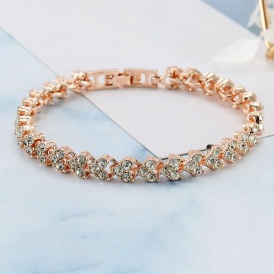 Women Bracelet Buckle Design Retro Style White Black Faux Crystal Heart Shape Cubic Zirconia Formal Occasion