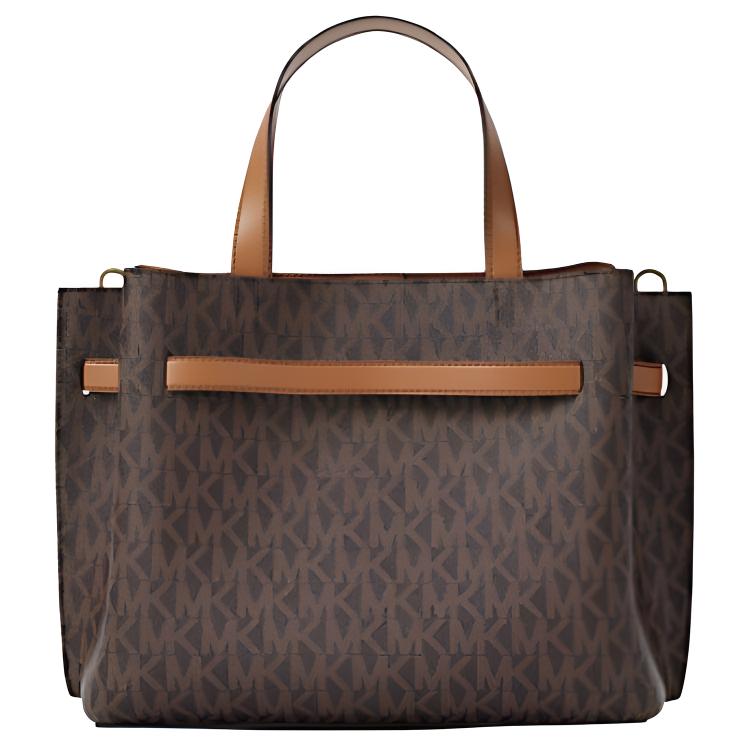 Michael Kors Mała damska torebka Emilia z powlekanego płótna, beżowa 30F5GU5S1B-BRN/ACORN