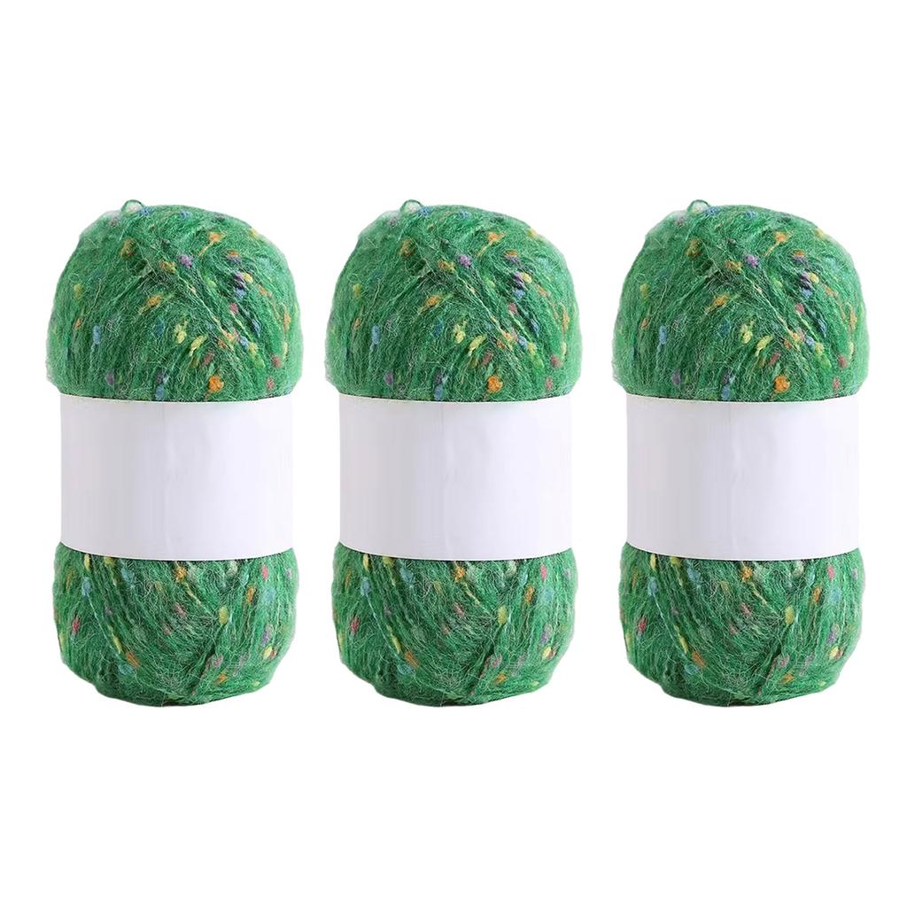 3 Rolls Comfortable Crochet Thread Rainbow Color Dot Mohair Yarn Hand Knitting Yarn Soft Yarn for Hat Blankets Scarves