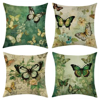 New Spring Butterfly Dream Forest Linen Pillowcase Car Sofa Lumbar Pillow Cushion