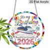 Acrylic It's My Birthday Cruise 2026 Suncatcher, Stained Glass Effect Window Hanging Ornament for Cruise & Birthday Lover Gifts
