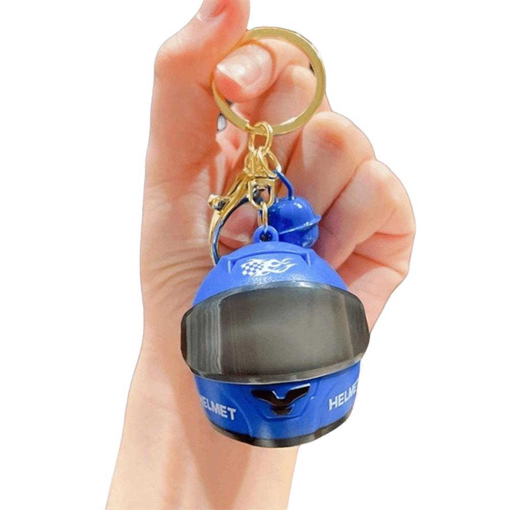 Matte Motorcycle Helmet Keychain Luminous Key Ring Fashion Key Pendant Backpack