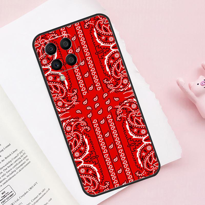 Red Bandana Paisley Case For Samsung Galaxy M13 M53 M16 M36 M56 M06 M52 M32 M12 M54 M34 M14 M35 M55 M15 M11 M31