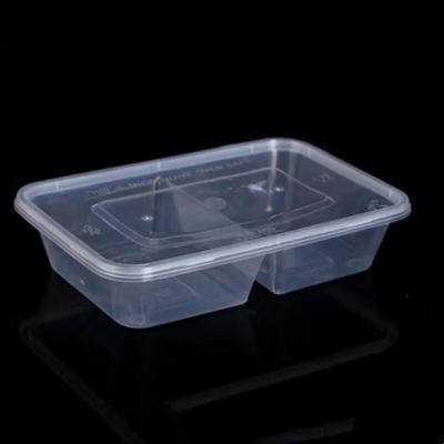 JingJingRS 1000ml Disposable Square Lunch Box with 2 Compartments