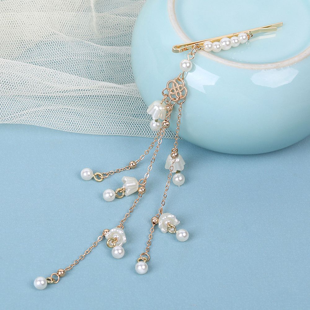 

Flower Pearl Chinese Hanfu For Girls Women Hair Side Clips Korean Barrettes Hairpins Duckbill Clips белый