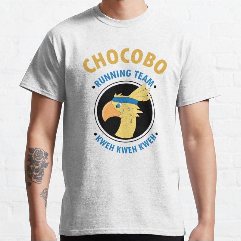 Chocobo Running Team Final Fantasy Gift T Shirt for RPG Gamer 100 Cotton Tee Mens Short Sleeve Graphic Clothes All Size Tops