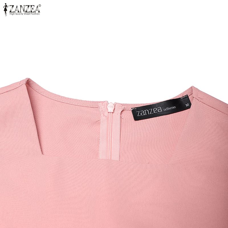 ZANZEA Damen Lässig Rundhals Sommer Ärmelloses Kleid