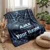 Ajax Amsterdam Custom Name Text Flannel Blanket Soccer Logo Personalized Fleece Throw Blanket Special Gift For Sofa Bedroom Home