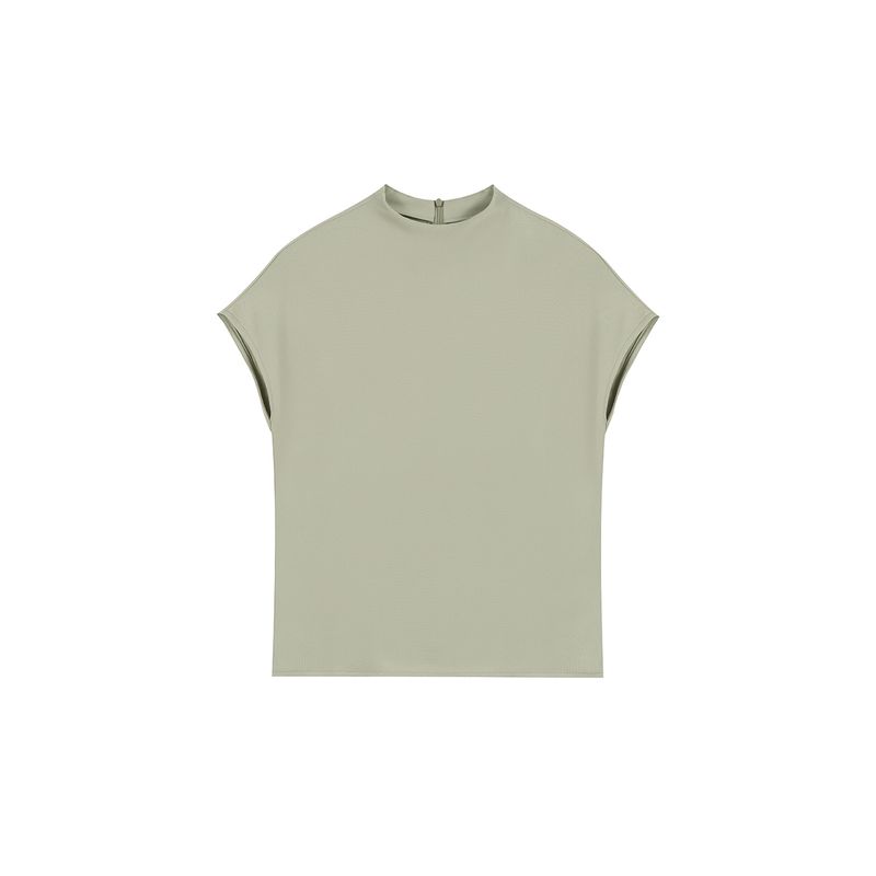 

Sothemos 25ss Normcore Wind Bone Silky Pendant Acetate Retro Textured Small Stand Collar Short Sleeve Shirt Cream gray green S