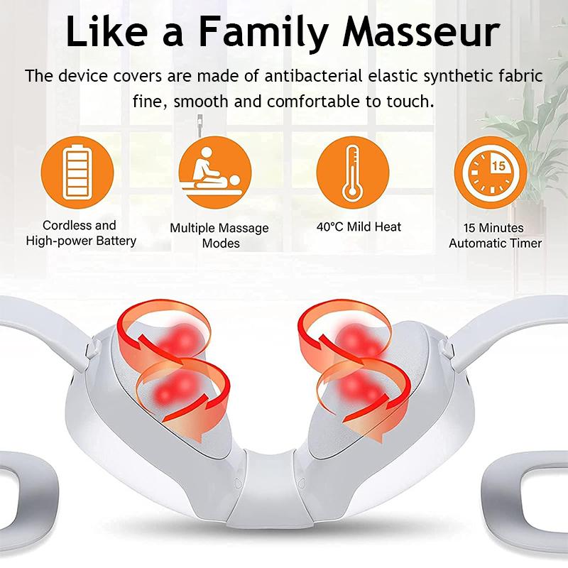 Electric Heat  Neck Massager Vibration 3D Kneading Shiatsu Massage For Shoulder Cervical Pain Relief Fatigue Relaxing HealthCare
