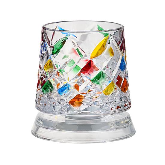 Wirbelndes Whiskey-Glas mit drehbarer Basis, 360-Grad-Wirbelgläser für Bourbon, 260 ml handbemaltes Spirituosenglas, Stressabbau-Geschenk für Männer