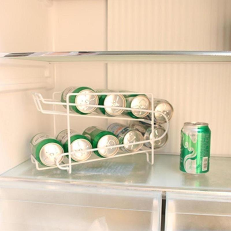 Iron Double-layer Cola Storage Rack Kitchen Soda Can Rolling Shelf Beer And Cola Sorting And Storage Rack Desktop Soda Can Rack