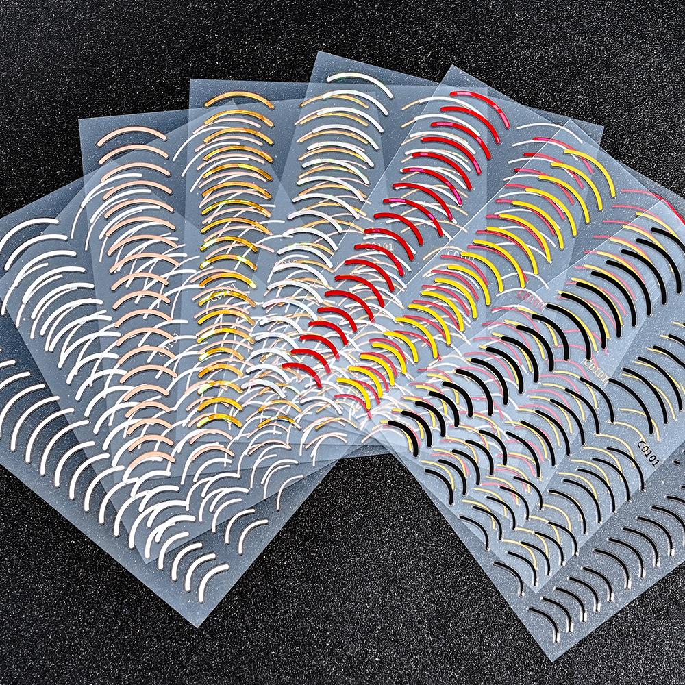 Xiaohongshu French Simple Line Manicure Sticker Imitation Metal Accessories Gold And Silver Adhesive Self-Adhesive Nail Sticker