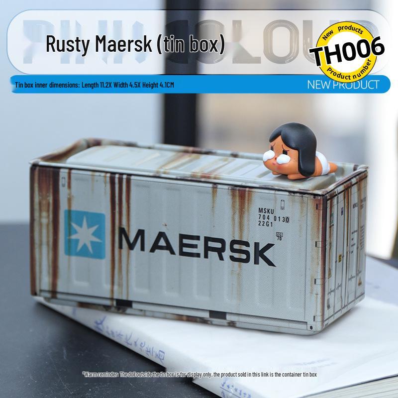 Miniature Tinplate Shipping Container Display Box for Figurines - Trendy Collectible Ornament & Storage Gift