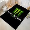 Grünes Monster Energy Logo auf schwarzem Teppich Rutschfester Teppich geeignet für Wohnzimmer- und Schlafzimmer-Sofas