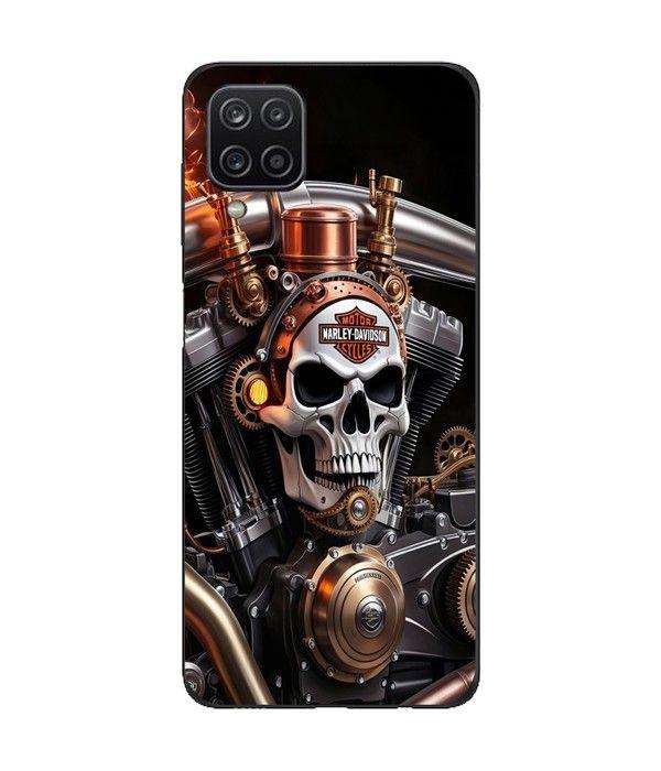 Coque Maniacase Pour Samsung galaxy A12 Harley Davidson Tête de mort mécanique