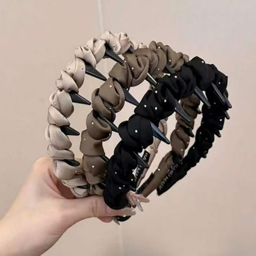 Adjustable Rhinestones Toothed Headband Comfortable Non-slip Hair Band Fashion Accessory