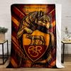 Wolf and Shield with Vintage Design Flannel blanket for bedroom living room sofa and nap
