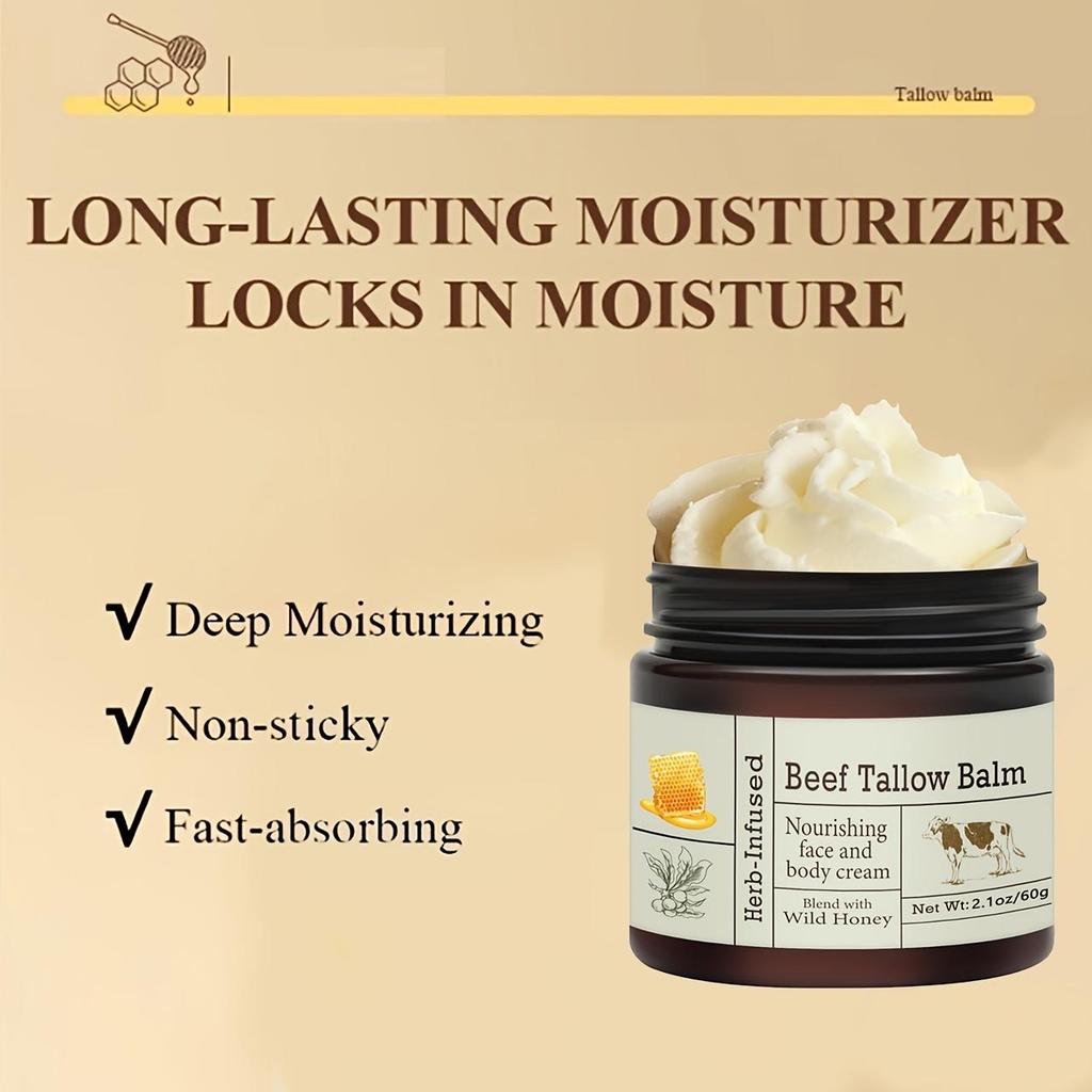 Otla Beslenen Sığır Yağı Balsamı - Kuru Cilt Bakımı İçin Zeytinyağı ve E Vitamini İçeren Kokusuz, Çok Amaçlı Nemlendirici