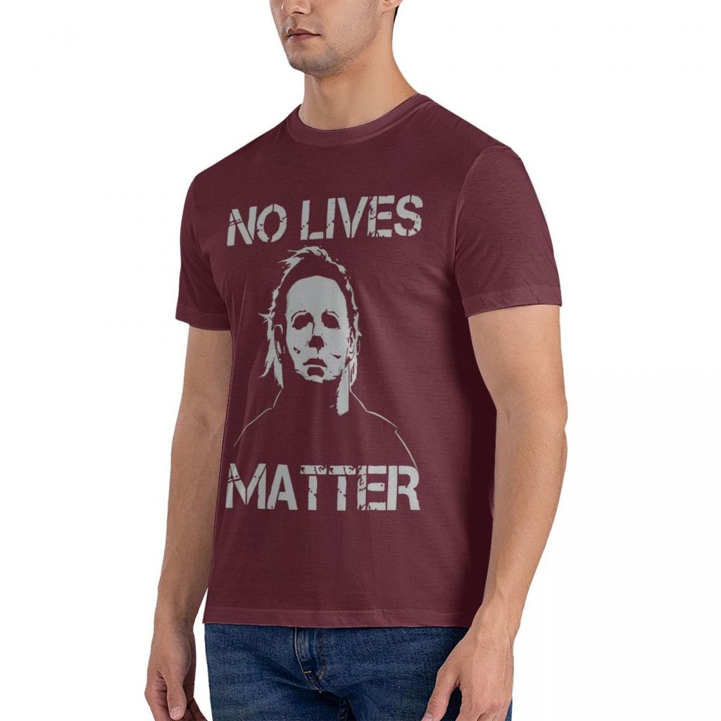 T Shirt No Lives Matter Michael Myers Horror Oversize T-shirts Man Vintage Funny For Men Top Y2k Man Short Sleeve T-shirt