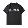 Men's 100% Cotton Crew Neck Short Sleeve T-Shirt, Casual Blessed Gothic Letter Print Breathable Soft Daily Wear Tees for Men Streetwear Fashion Comfy
