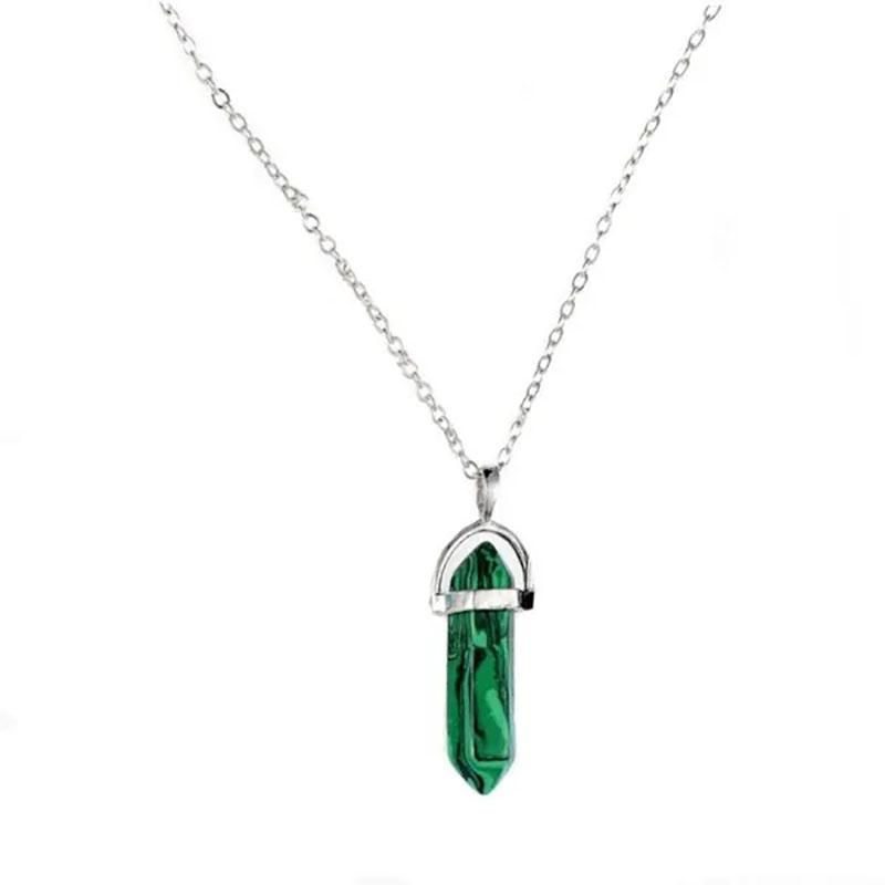 Natural Stone Necklace Hexagonal Pendant Chakra Healing Stone Crystal Jewelry For Women And Men Birthday Gifts