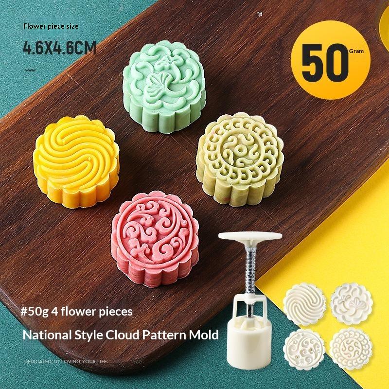 1 Set Diy Mooncake Mold Plastic Hand Press Pastry Mold Mung Bean Cake Embossing Kitchen Baking Tool Cookie Moon Cake Cutter