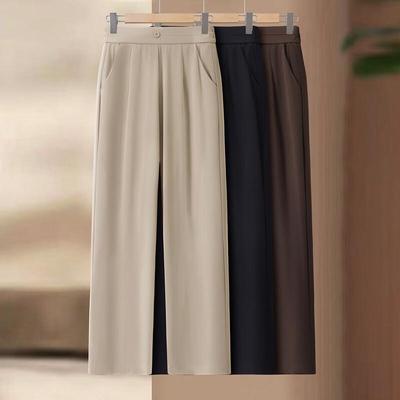 Women's High-Waisted Straight-Leg Casual Trousers for Mature Women