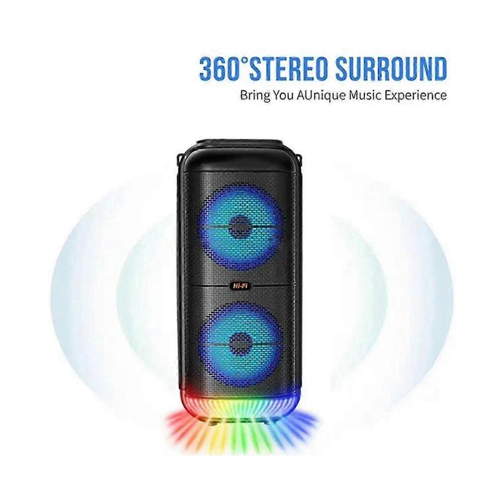 1200W Super Large Outdoor Bluetooth Speaker 6 Inch Double Horn Subwoofer Portable Wireless Column Bass Sound with Mic