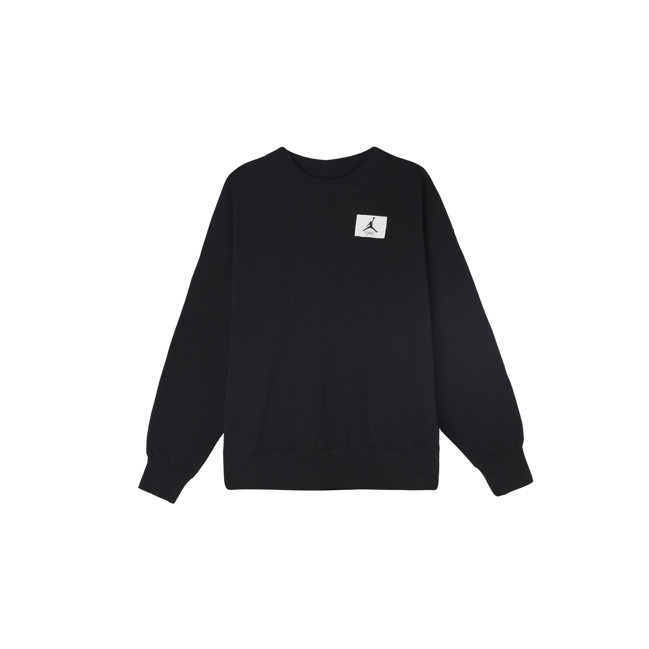 (WMNS) Air Jordan Logo Knit Round Neck Sports Hoodie Black Women s DM5190-010 L