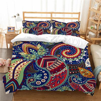 Copripiumino Floreale Bohemien King Queen Set Biancheria da Letto Mandala Boho Fiori di Anacardio Stile Tribale Esotico 2/3pz Copripiumino in Poliestere