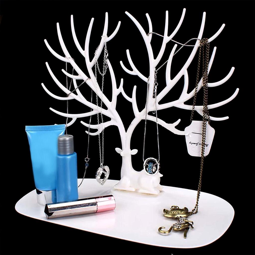 Fashion Jewelry Necklace Deer Stand Display Organizer Holder White