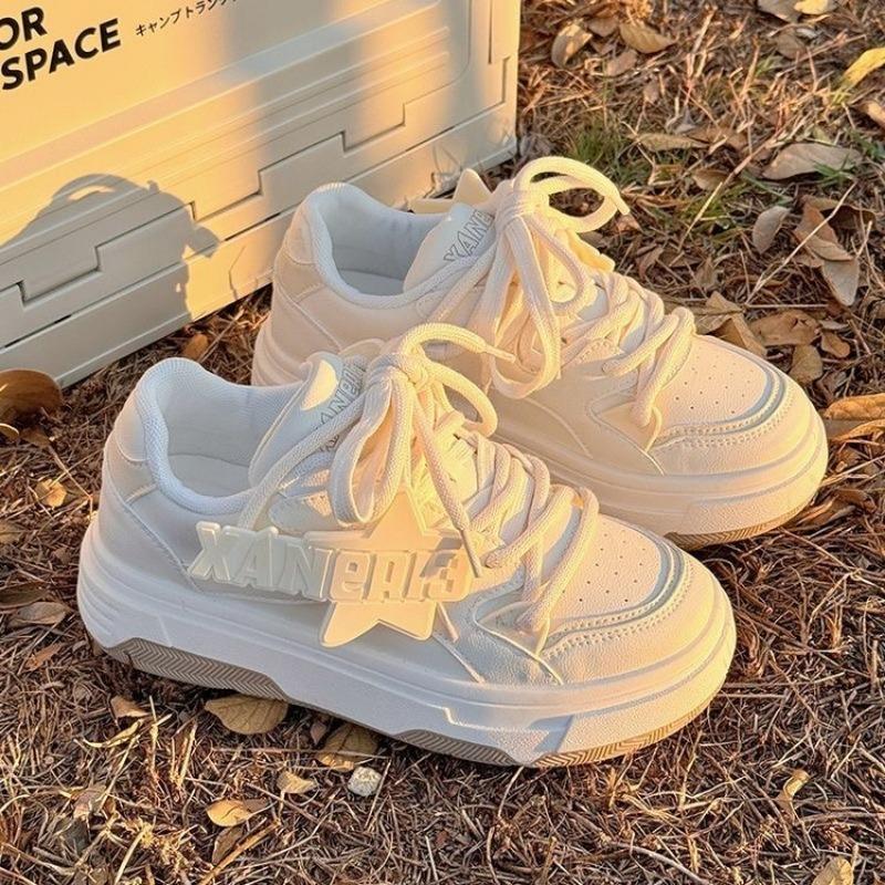 

Модные кроссовки в стиле колледжа, универсальные белые туфли на платформе для женщин, вулканизированная обувь, повседневная обувь для женщин, удобная и дышащая 35 бежевый