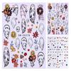 Spooky Ghost Nail Decals Halloween Art Stickers, Flower Skull Spider Web Self-Adhesive Accessories Manicure Decals, DIY Supplies for Women Girls