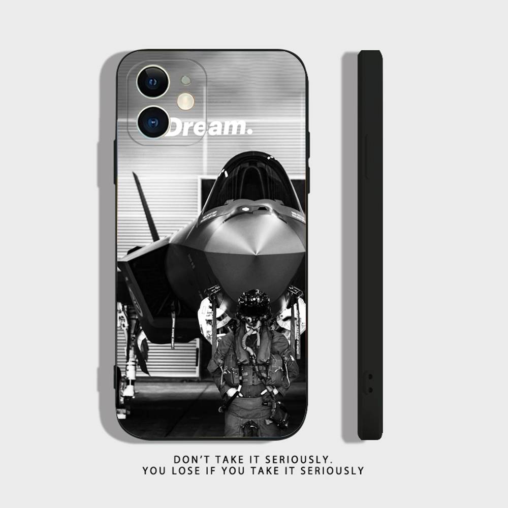 Cool Pilot F-22 Fighter Phone Case For iPhone 17 16,15,14,13,12,11,Pro,XS,Max,XR,Plus,Mini Soft Silicone Black Shockproof