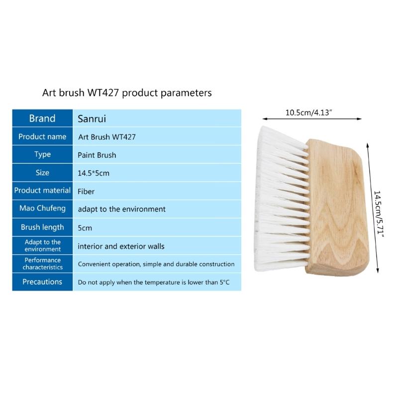 Practical Flat Brush Fiber Brush with Wooden Handle Hand-held Art Brush Furniture Brush Cleaner for Indoor Outdoor Wall