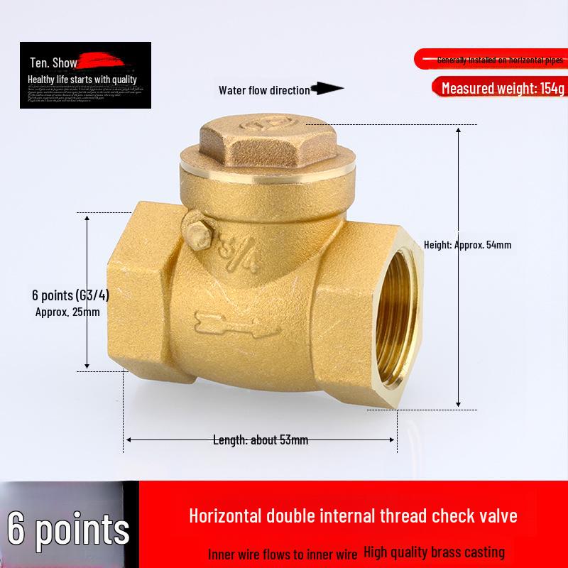 Miedziany zawór zwrotny pionowy i poziomy 4/6 punktów, 1 cal do rur wodnych i grzejników