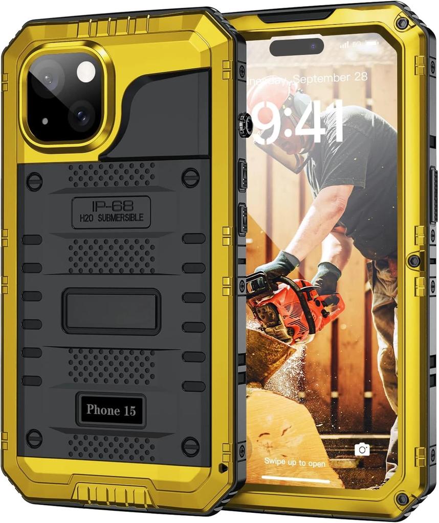 Custodia Metallica Subacquea Impermeabile IP68 per iPhone 15 Pro Max 15 Plus 15Pro Paraurti Resistente Bumper Interno in Silicone Antiurto