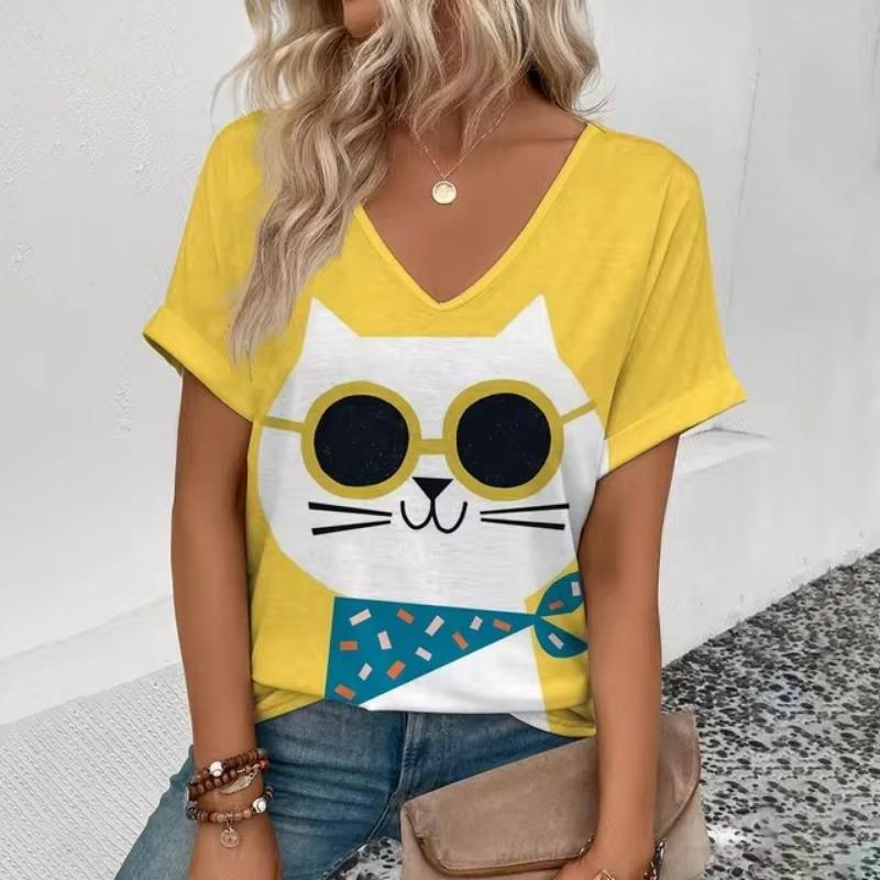 Vintage T Shirt For Women 3d Print Tees Top Fashion Pullover Aesthetic Female Clothing Summer Casual Oversized Tee