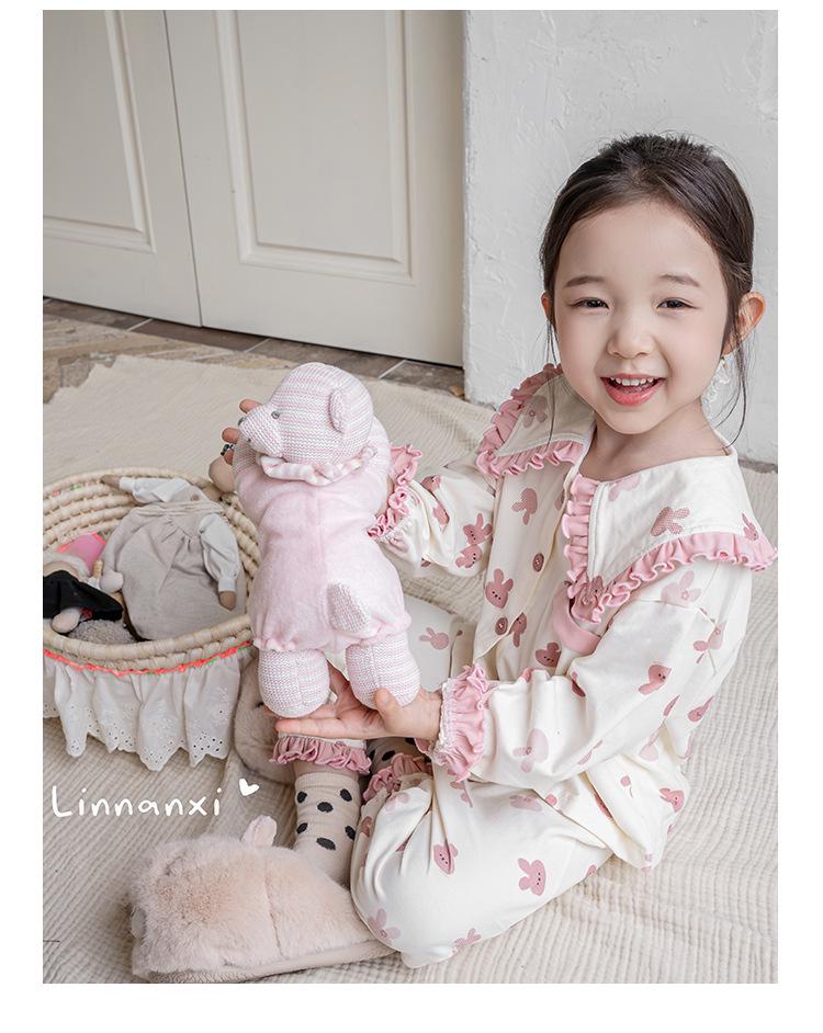 Mori Style Girl's Pajamas: Early Autumn 2025 Lace Peter Pan Collar Set