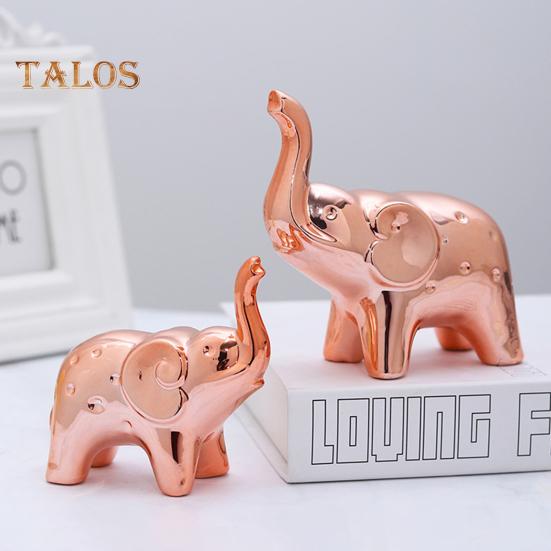 1 Paar Elefantenstatue Heimdeko Keramik Elefantenfiguren Schreibtisch Elefantenskulptur für Büro Bücherregal Wohnzimmer