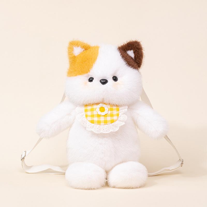 Zaino peluche Duo Gatto e Pecora che Corrono con Bambole Orso e Ape