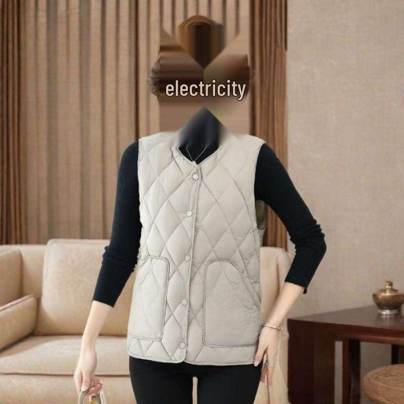 

Stylish Plus Size Lightweight Sleeveless Cardigan for Middle-Aged & Elderly - Warm Autumn/Winter Outerwear L (100-110 lbs) светло-коричневого