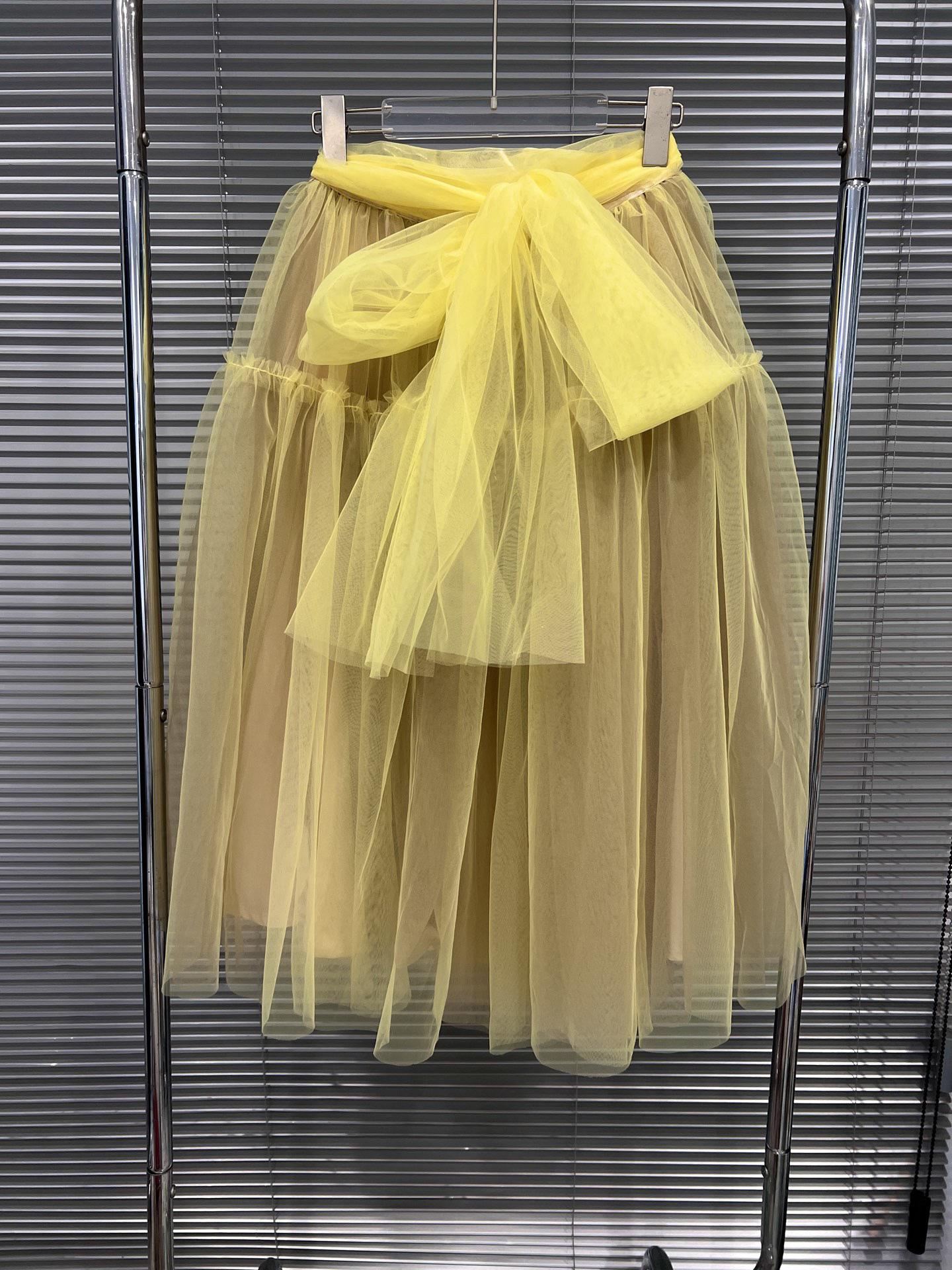 

Spring 2026 Women s Yellow Bow Mesh Ballet-Style Fluffy Skirt One Size жёлтый